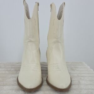 DSW Cream Western Ankle Booties